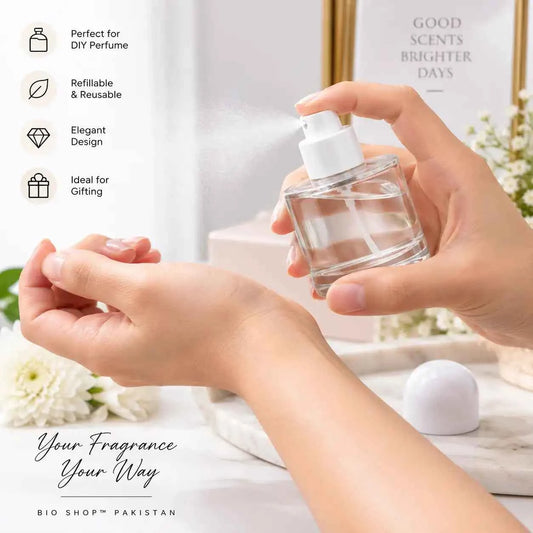 50ml Empty Round Glass Crimping Perfume Spray Bottle