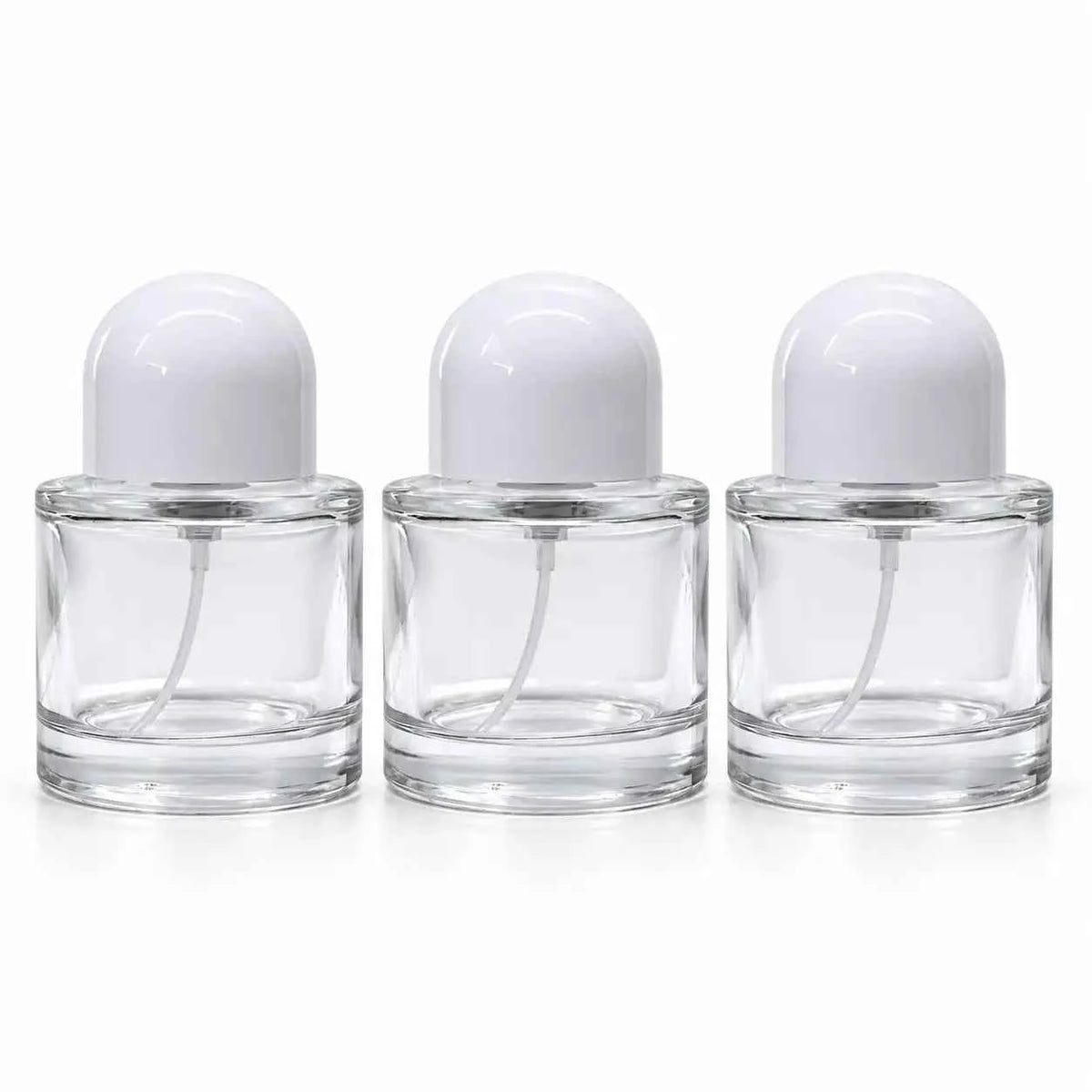 50ml Empty Round Glass Crimping Perfume Spray Bottle