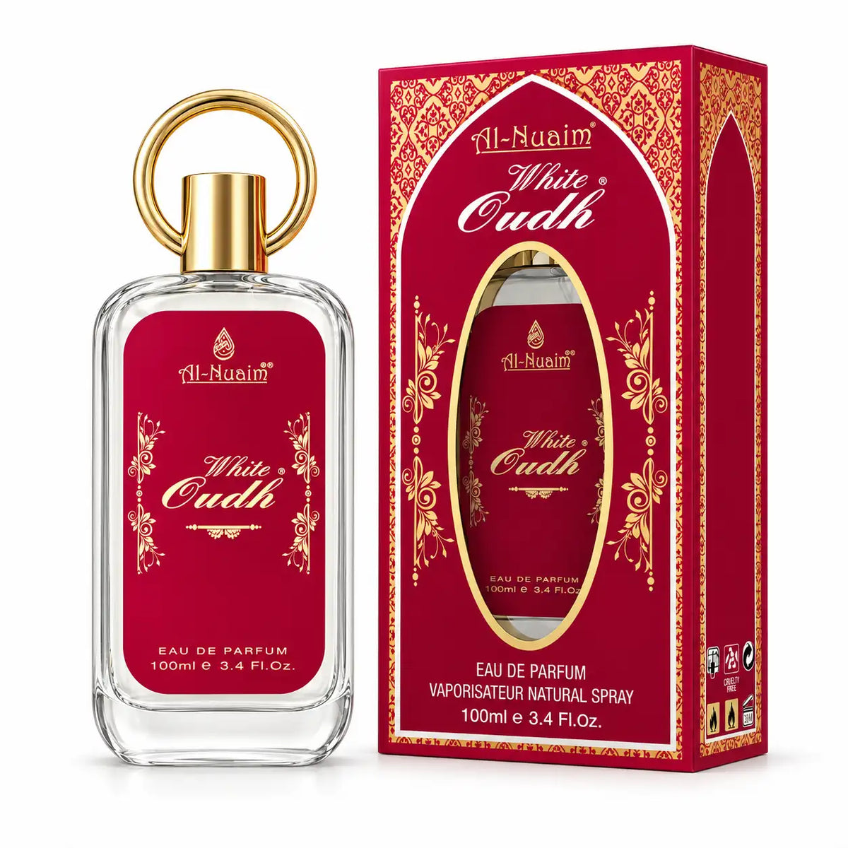 Al-Nuaim White Oudh 100ml perfume bottle on white background
