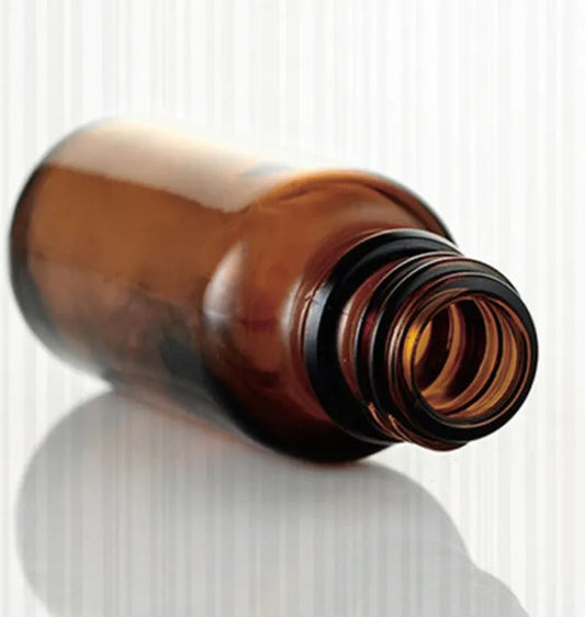 Amber Glass Bottle - White Cap with Euro Dropper