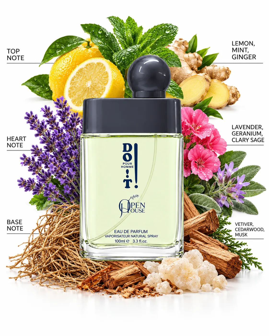 DO IT! Pour Homme 100ml perfume with cream presentation box and navy lettering