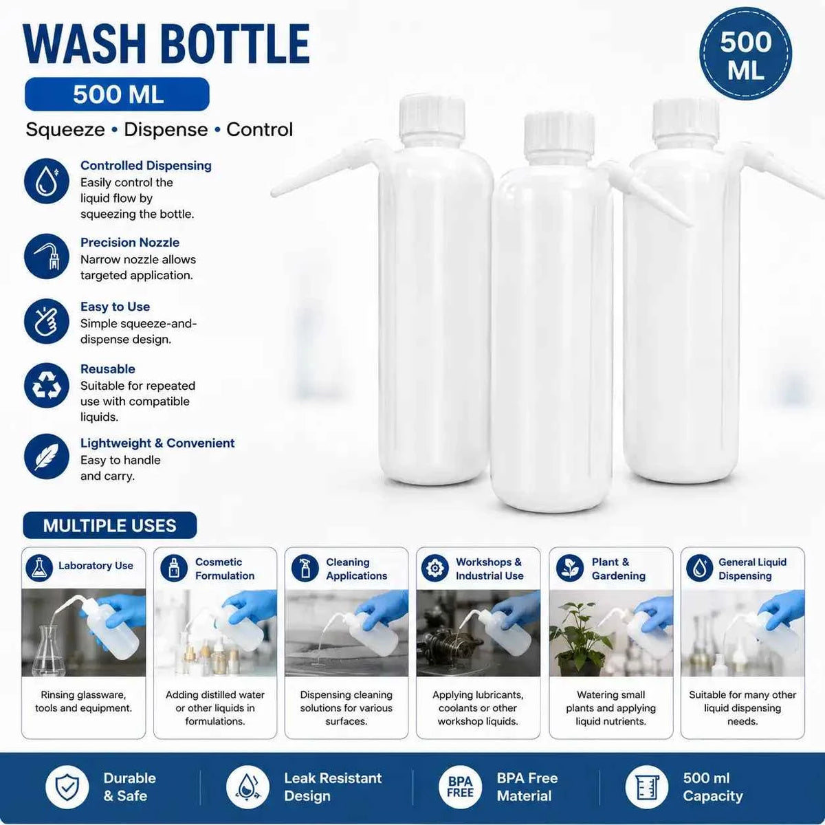 500ml Wash Bottle for Perfume Making – New Style Squeeze Dispensing Bottle