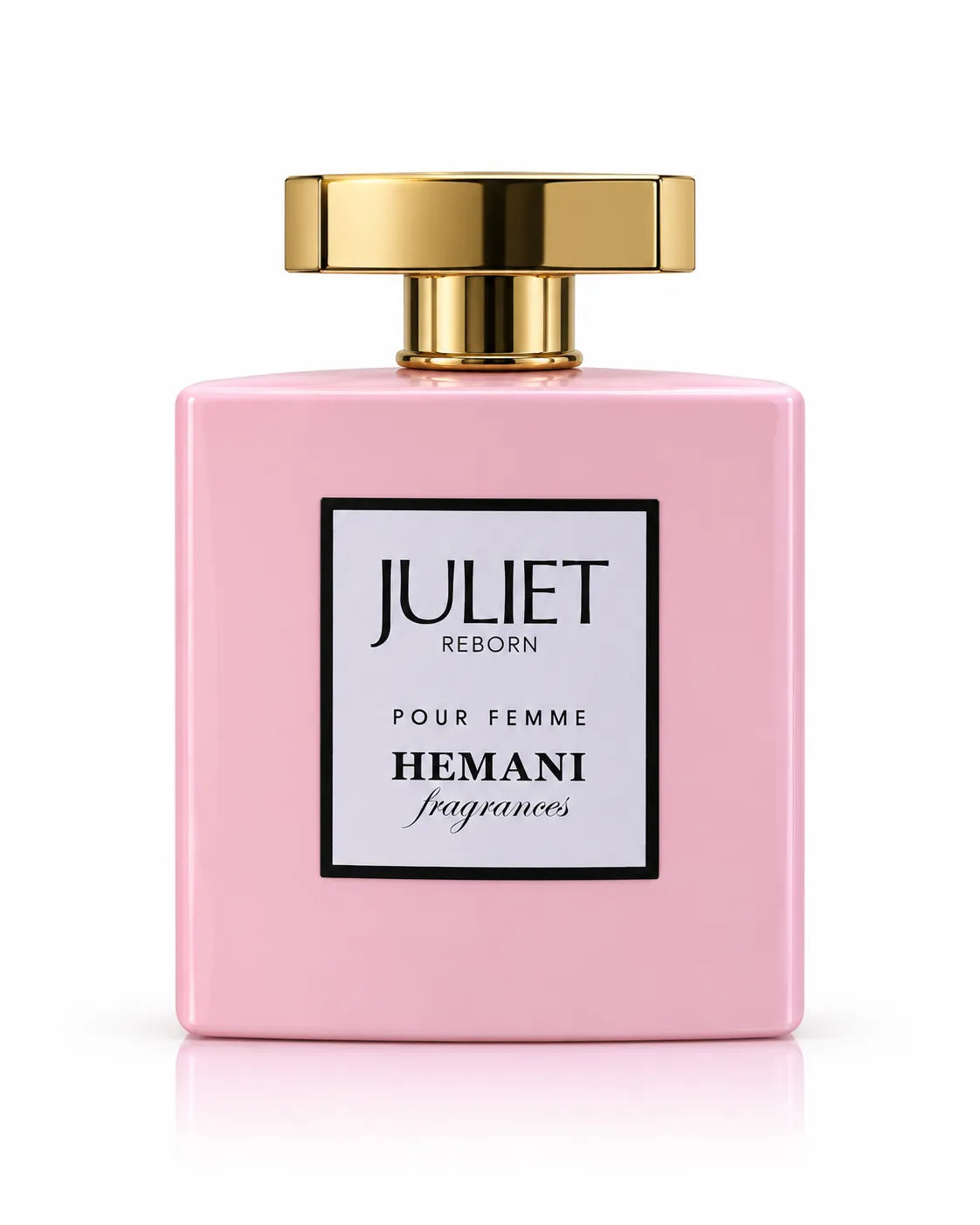 Hemani Juliet Reborn women perfume with gold cap on white background