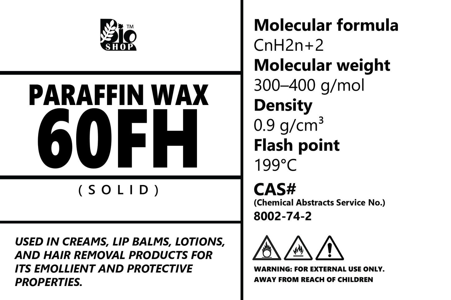 Paraffin Wax 60fh - BioShop™ Pakistan