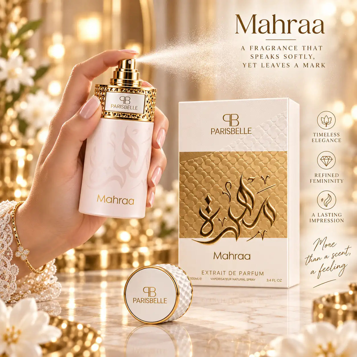 Premium Parisbelle Mahraa Extrait de Parfum 100ml bottle and box
