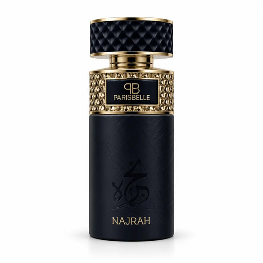 Parisbelle Najrah Extrait de Parfum 100ml black and gold perfume bottle