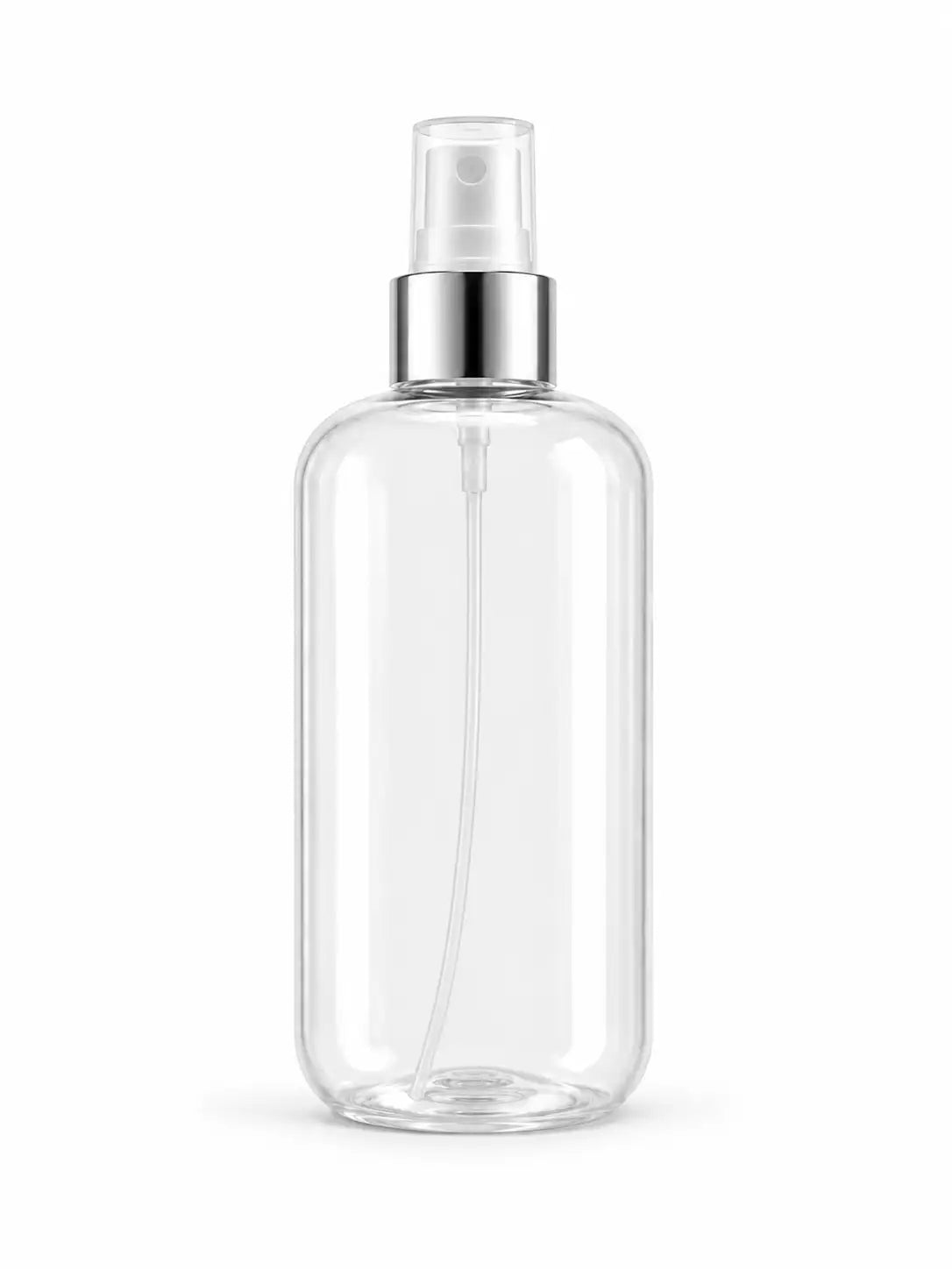 300ml Clear PET Spray Bottle with Silver Collar for Body Mist and Facial Mist