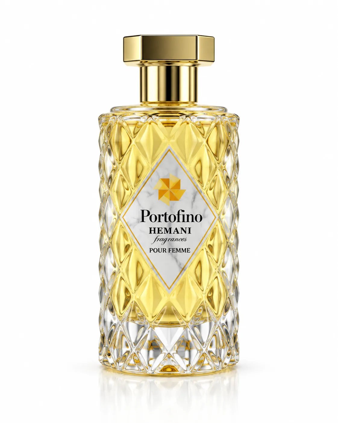 Hemani Portofino Eau De Toilette 100ml bottle with white and gold box
