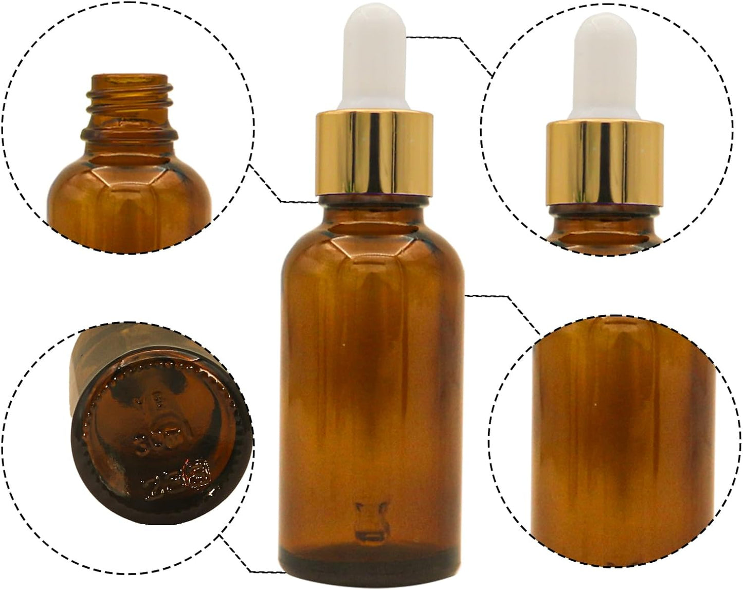 Amber Glass Dropper Bottle - Premium Empty Bottle for Serum Glass Pipettes Dropper