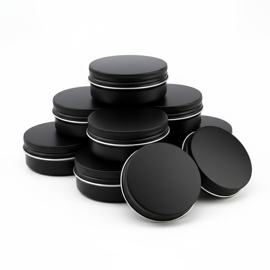 Aluminium Tin Containers – 30g Black Colour| Premium Cosmetic & Balm Packaging