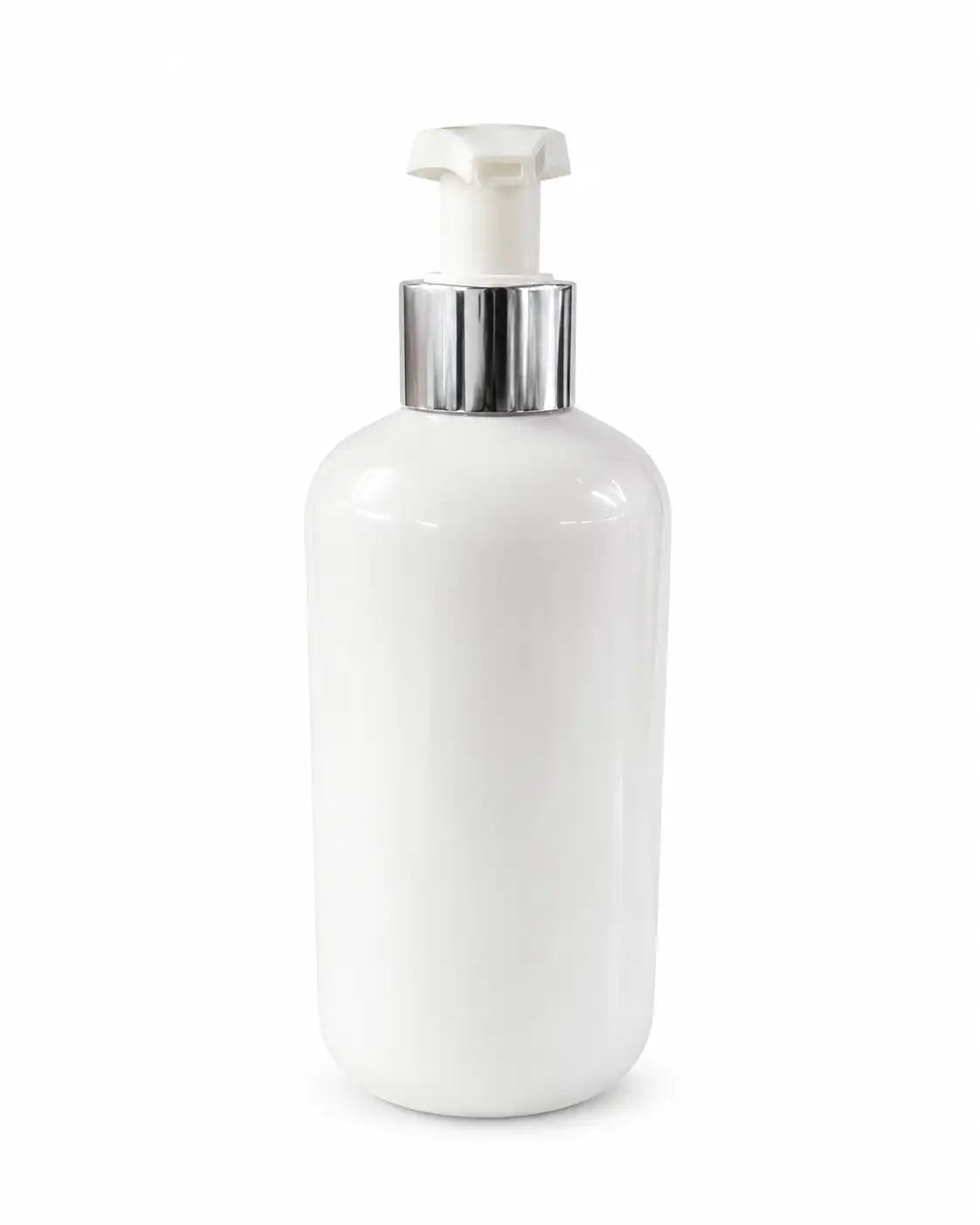 300ml_Black_Pump_Bottle_with_Silver_Collar_for_Body_Wash_and_Liquid