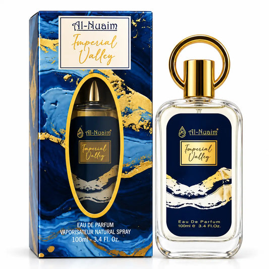 Al-Nuaim Imperial Valley 100ml perfume bottle with gold ring cap