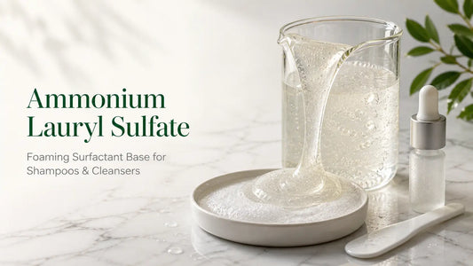 Ammonium Lauryl Sulfate surfactant gel pouring into a glass dish with foam — Bio Shop Pakistan ingredient glossary.