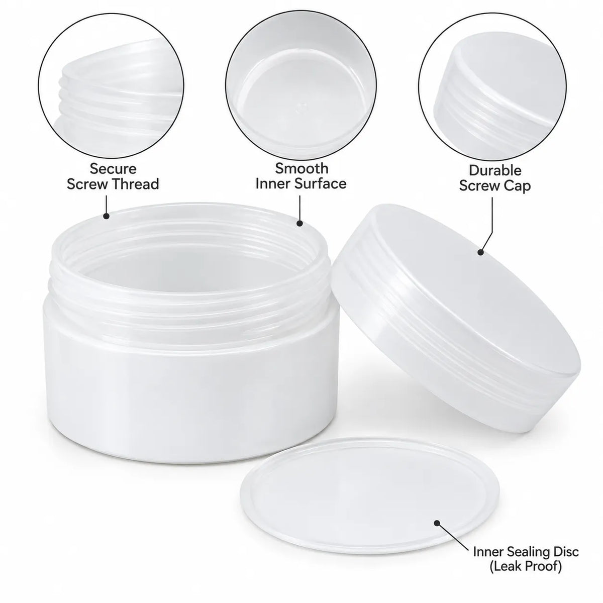 100gm empty cosmetic cream jar with inner sealing disc
