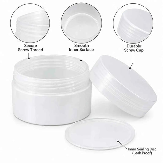 100ml Empty Cosmetic Plastic Jar with Inner Lid (Wide Mouth) Jar