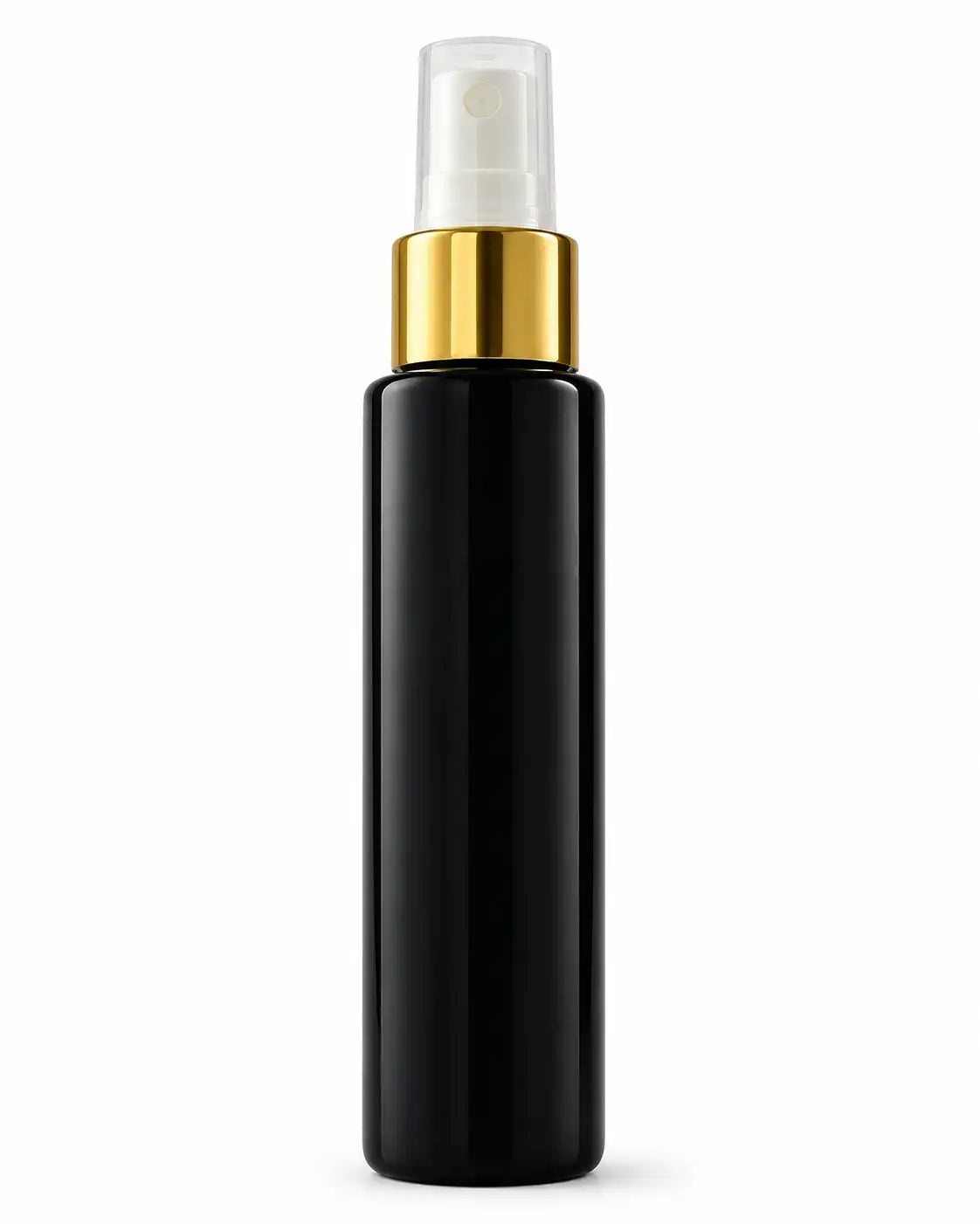 100ml Black Cosmetic Spray Bottle with Gold Collar and Clear Cap – Bio Shop™