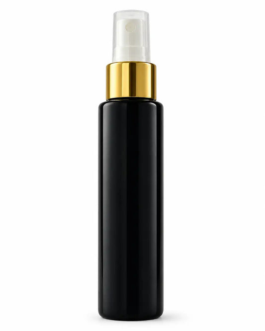 100ml Black Cosmetic Spray Bottle with Gold Collar and Clear Cap – Bio Shop™