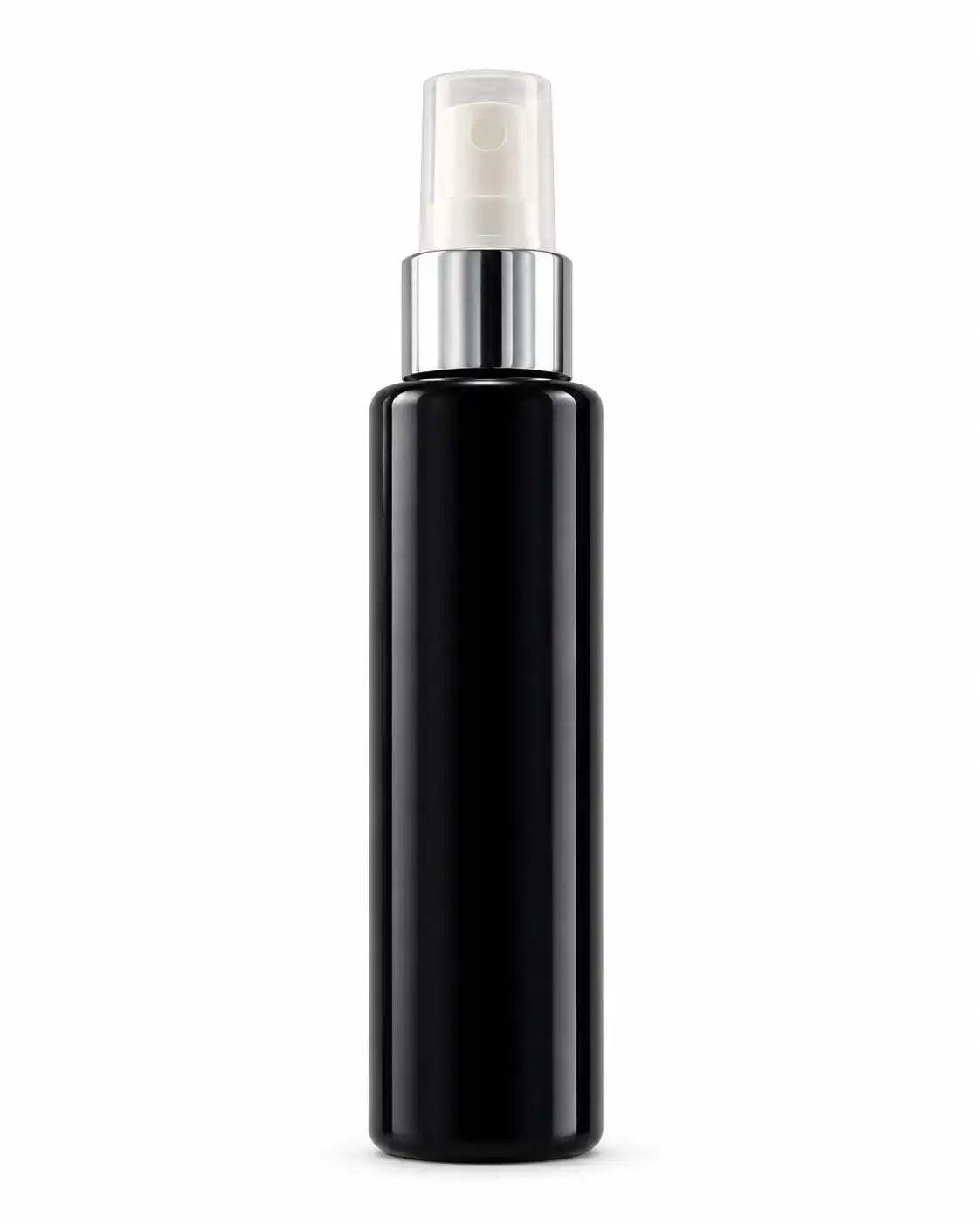 100ml White Cosmetic Spray Bottle with Silver Collar for Beauty Packaging