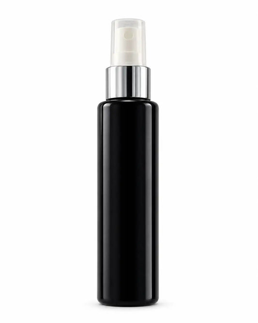 100ml White Cosmetic Spray Bottle with Silver Collar for Beauty Packaging