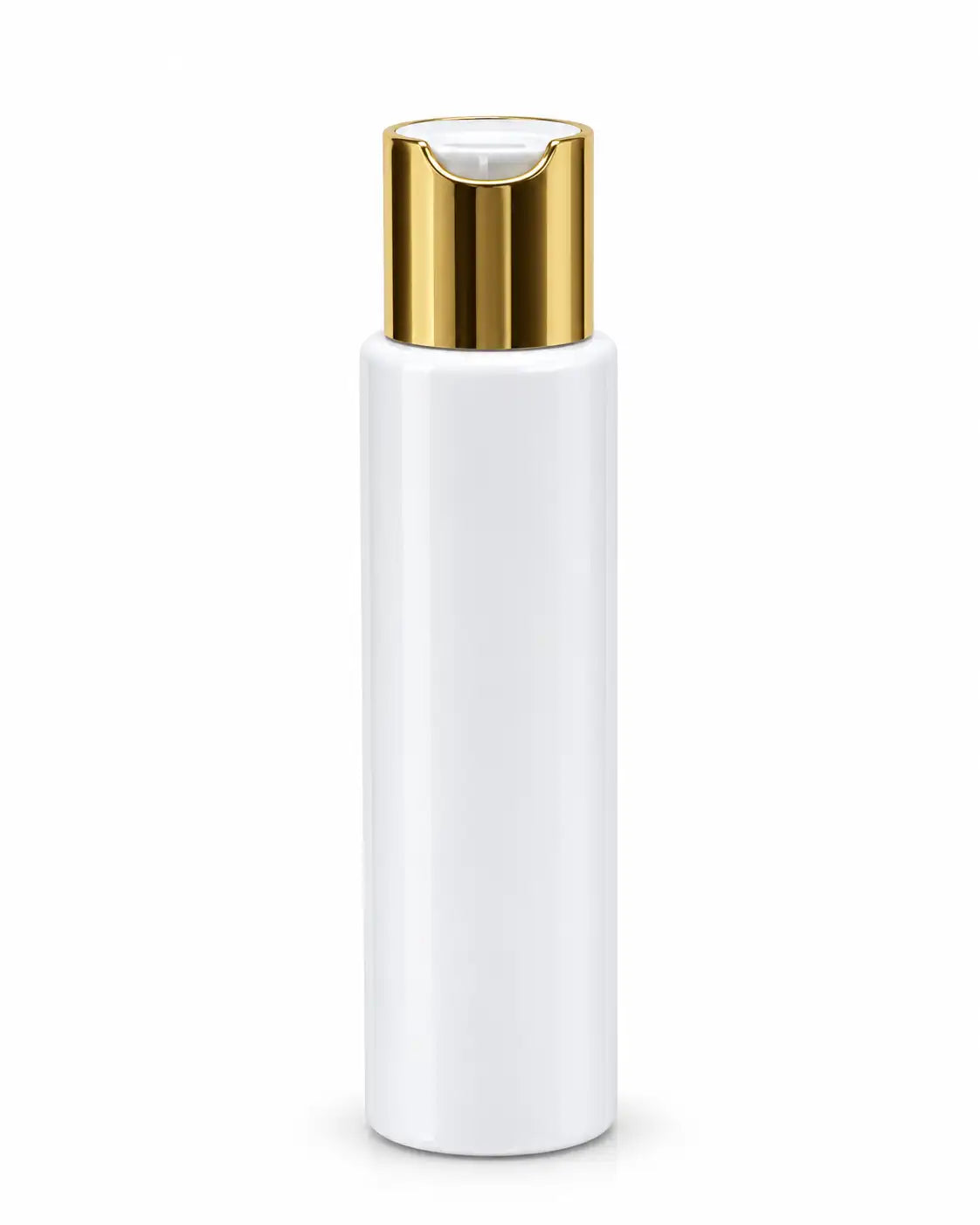 100ml white cosmetic bottle with silver press top cap
