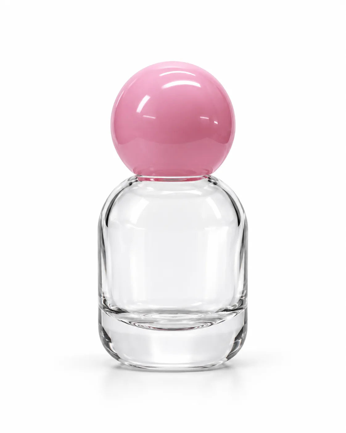 15ml transparent perfume glass bottle with glossy pink spherical cap