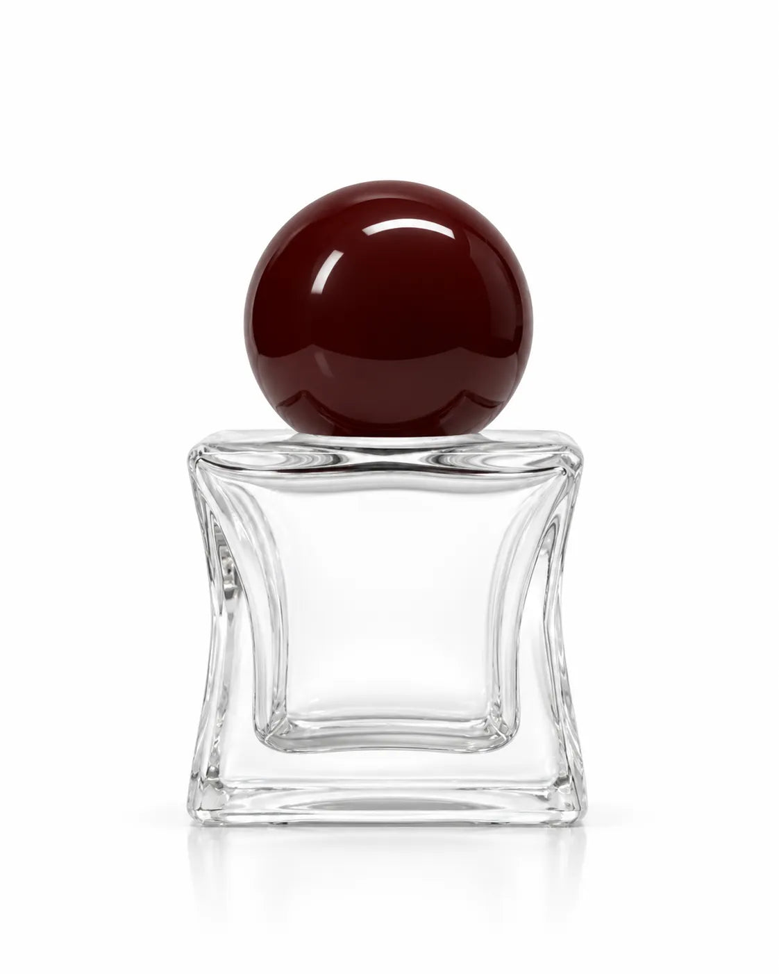 15ml clear glass perfume bottle with dark burgundy round cap