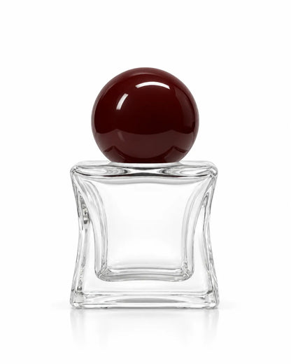 15ml clear glass perfume bottle with dark burgundy round cap