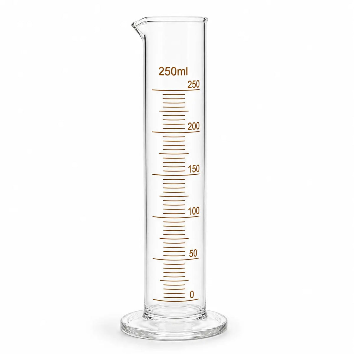 250ml glass measuring cylinder for skincare batches, perfume blending and liquid ingredient measurement
