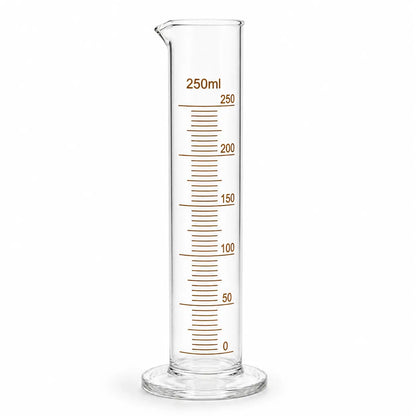 250ml glass measuring cylinder for skincare batches, perfume blending and liquid ingredient measurement