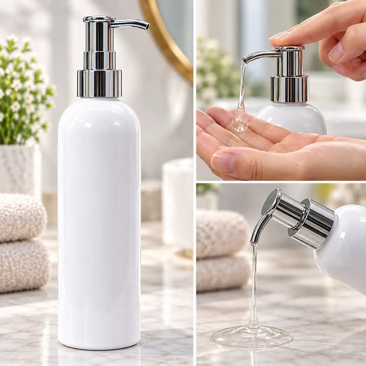 Empty 250ml pump bottle for shampoo lotion and liquid soap