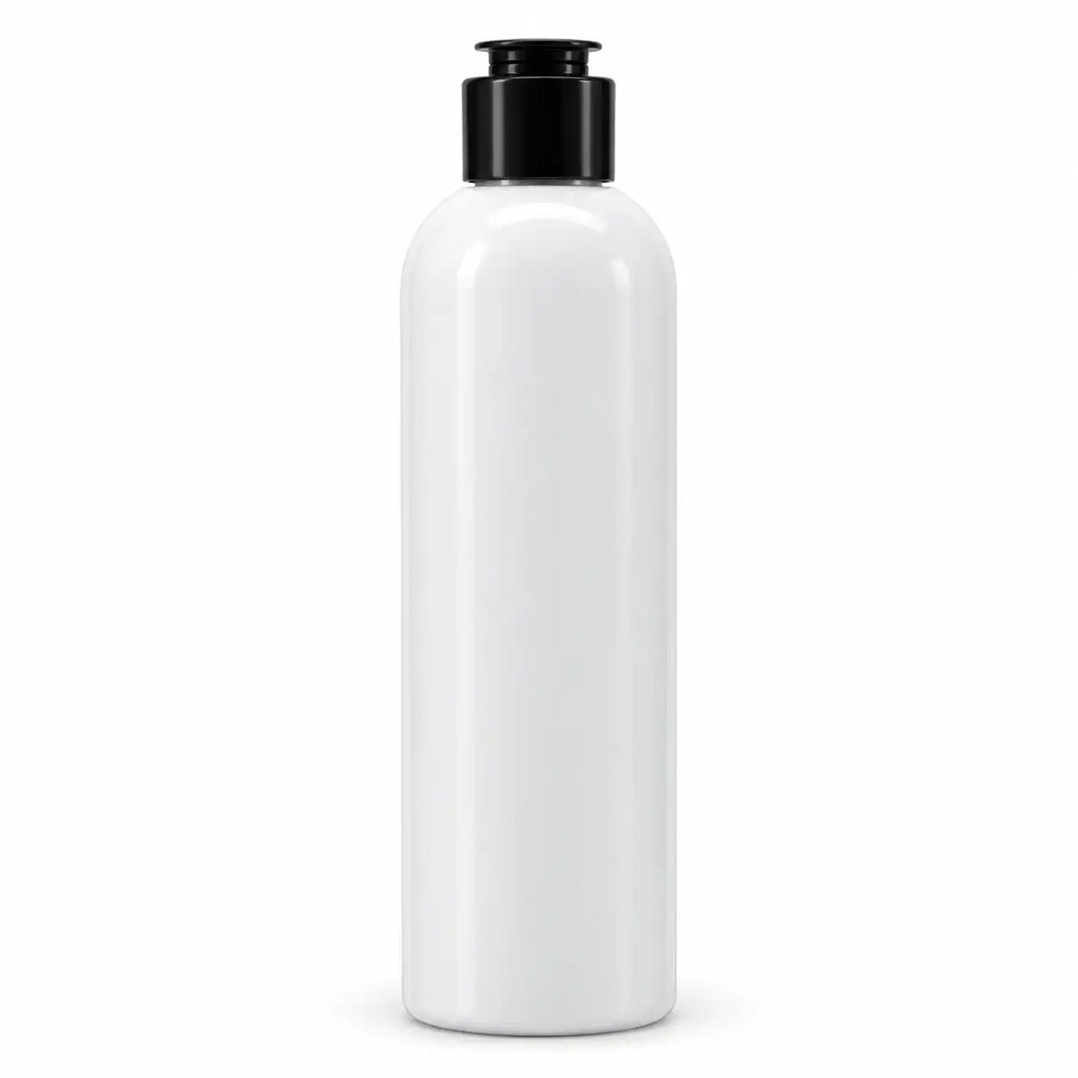 250ml black empty cosmetic bottle with black dispensing cap on white background – Bio Shop™ Pakistan