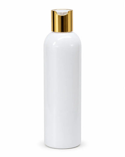 250ml black press top bottle with gold cap for shampoo and lotion packaging