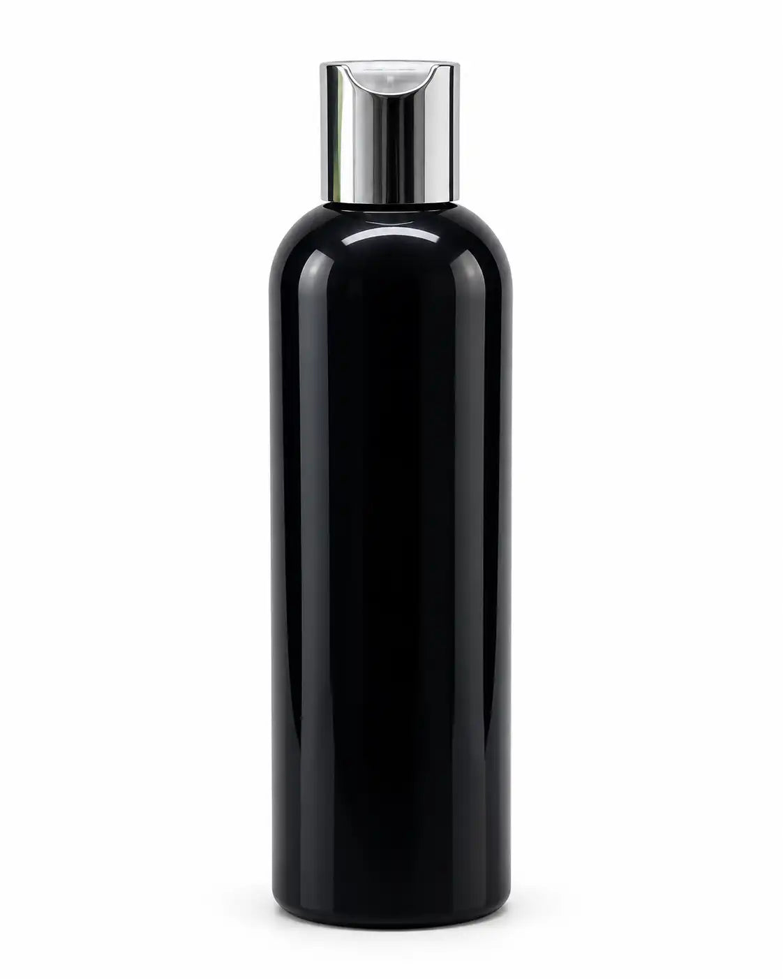250ml white press top bottle with gold cap on white background