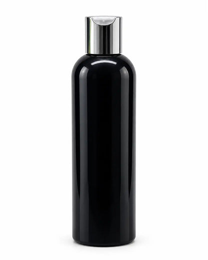 250ml white press top bottle with gold cap on white background