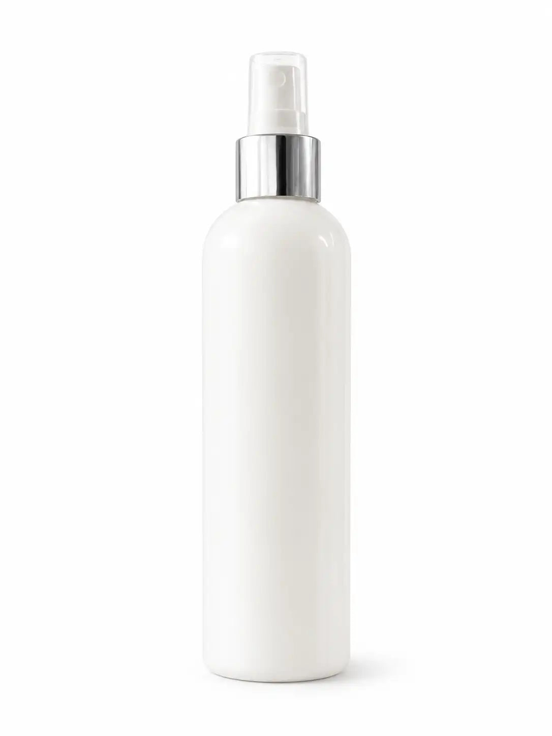250ml white fine mist spray bottle with silver collar