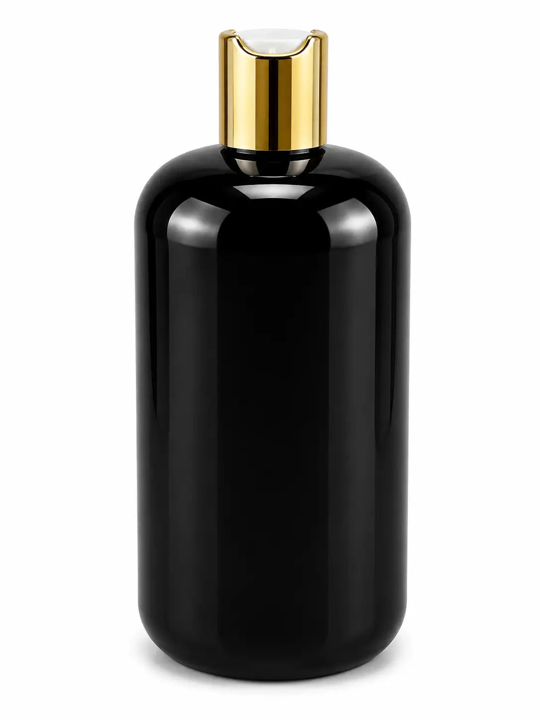 300ml Black PET Bottle with Gold Press Top Cap