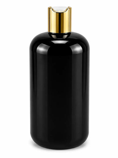 300ml Black PET Bottle with Gold Press Top Cap
