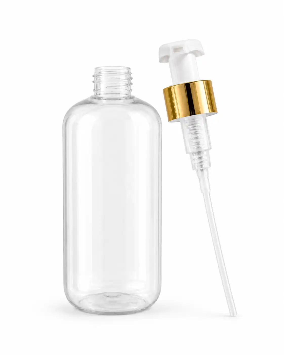 300ml_PET_Cosmetic_Pump_Bottle_Gold_Silver_Collar