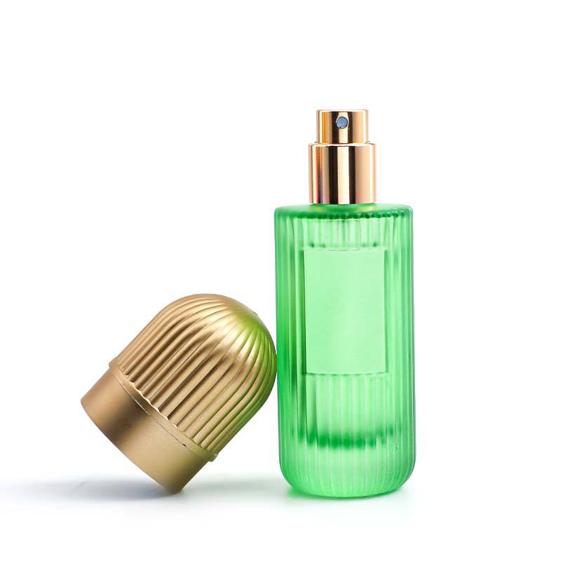 30ml Refillable Colorful Glass Empty Perfume Spray Bottle – Ribbed Design, Gold Cap
