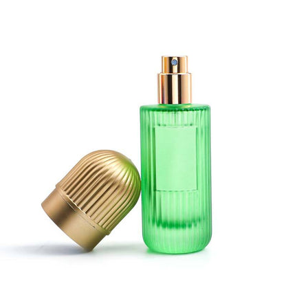 30ml Refillable Colorful Glass Empty Perfume Spray Bottle – Ribbed Design, Gold Cap