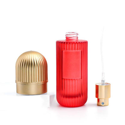 30ml Refillable Colorful Glass Empty Perfume Spray Bottle – Ribbed Design, Gold Cap
