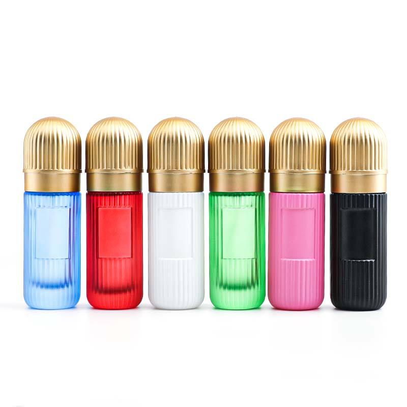 30ml Refillable Colorful Glass Empty Perfume Spray Bottle – Ribbed Design, Gold Cap
