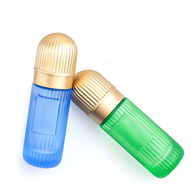 30ml Refillable Colorful Glass Empty Perfume Spray Bottle – Ribbed Design, Gold Cap
