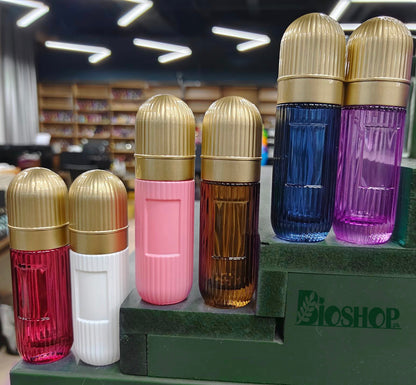 30ml Refillable Colorful Glass Empty Perfume Spray Bottle – Ribbed Design, Gold Cap