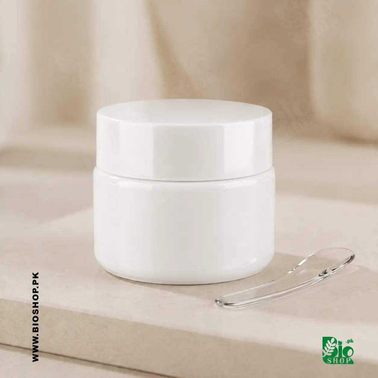 50g White Cosmetic Jar with Spatula for Creams Balms and Skincare Packaging