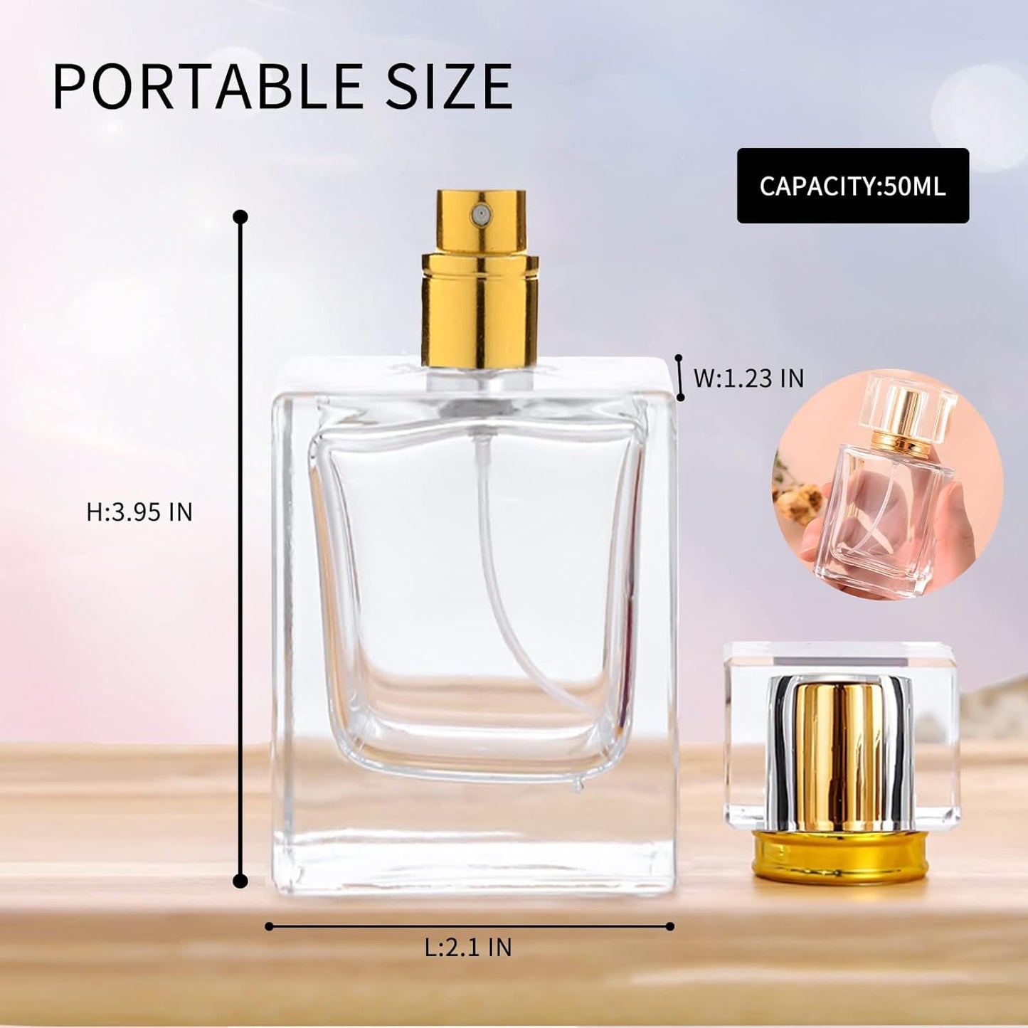 50 ml Empty Perfume Bottle – Refillable Glass Bottle for DIY Perfumes