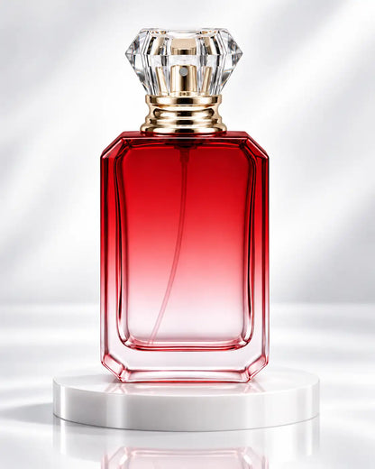 50ml red gradient crimping perfume bottle with crystal cap