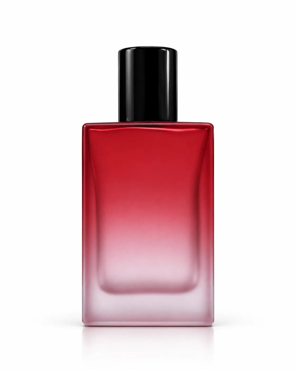 50ml red gradient frosted glass perfume bottle with elegant black cap