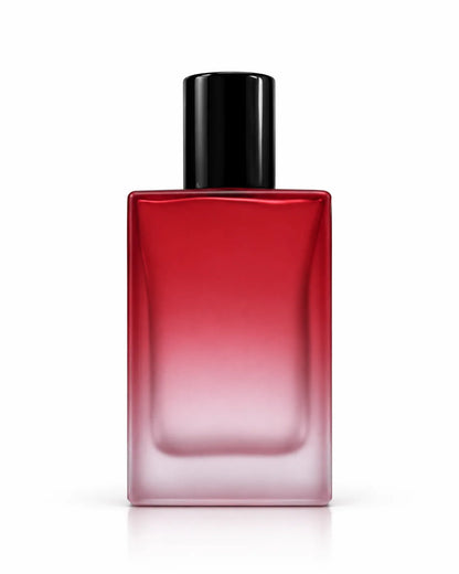 50ml red gradient frosted glass perfume bottle with elegant black cap