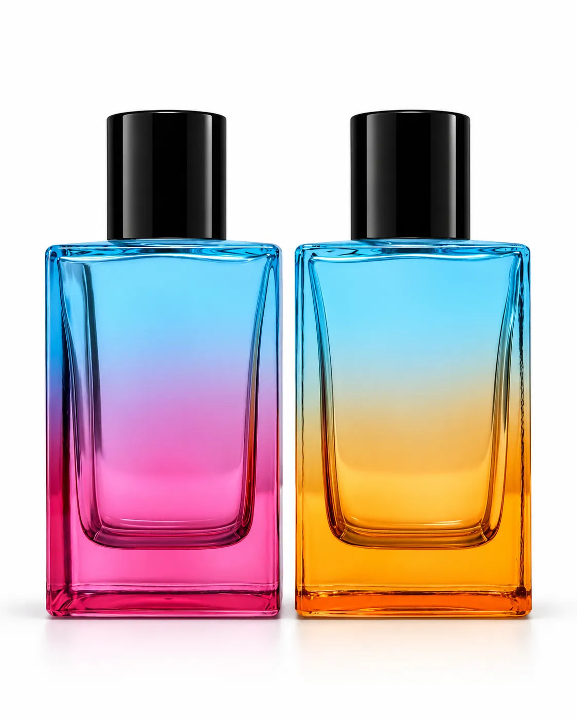 50ml Gradient Glass Crimping Perfume Bottle with Black Cap – Blue Pink & Blue Amber